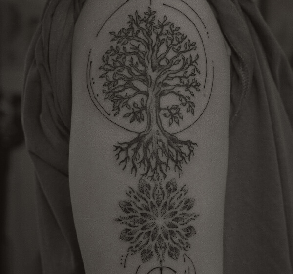 麻の葉 麻柄をイメージみチーフにしたマンダラのドットタトゥー